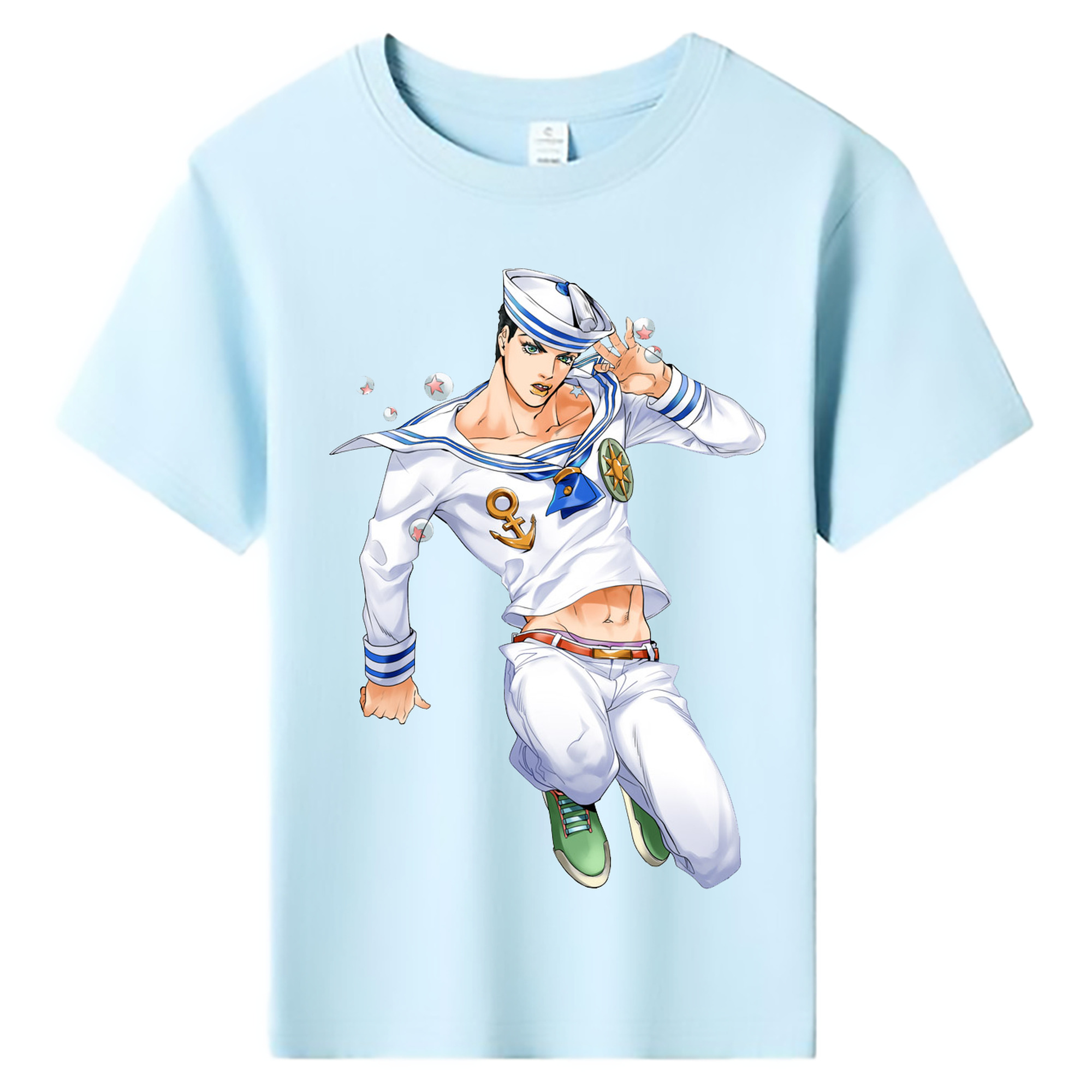 （画像用） ジョジョの奇妙な冒険 東方定助 JoJo's Bizarre Adventure Higashikata Josuke 綿100％キッズTシャツ（フロントプリント）